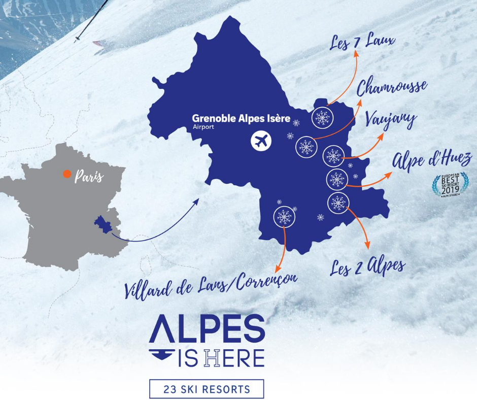 Isere region French Alps map